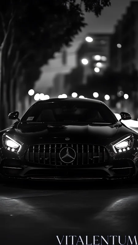 Nocturnal frontal study of Mercedes performance coupe lighting system.