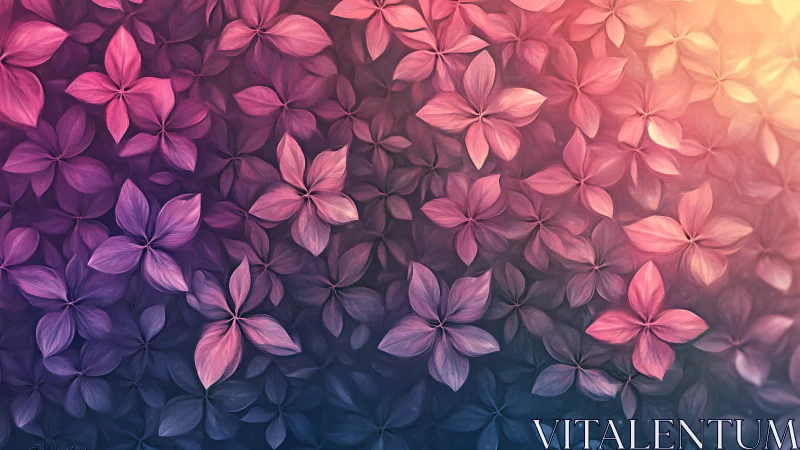 Gradient Floral Cascade: Pink and Purple Blooms.