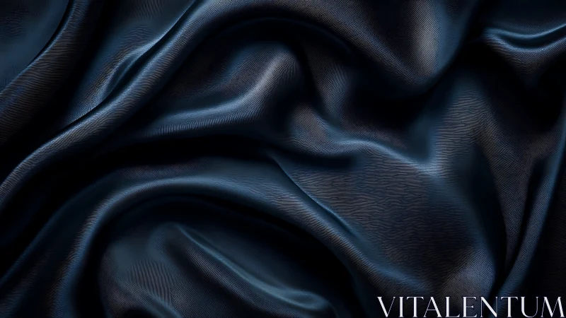 Deep navy satin folds with high-gloss sculpted highlights.