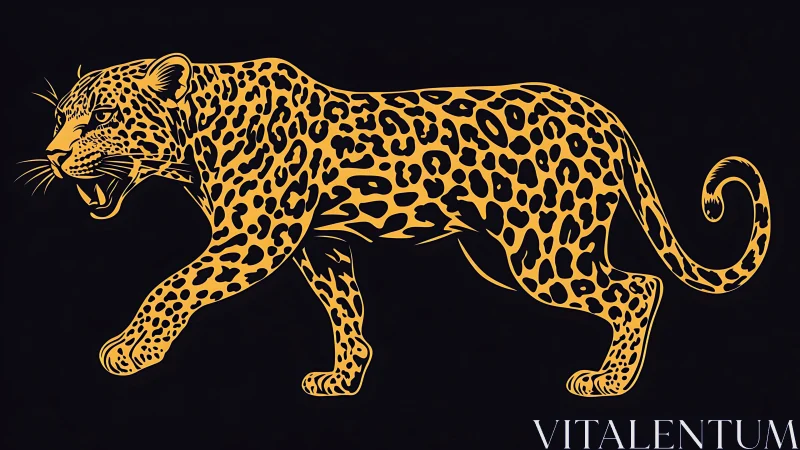 Golden Leopard Walking With Grace.