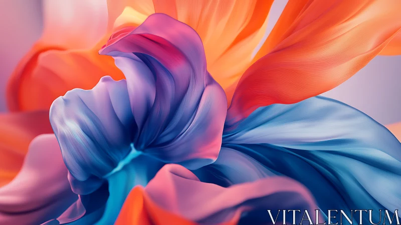 Soft swirling petals in luminous coral, violet, and blue.
