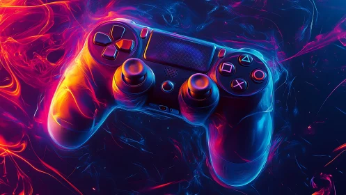 Neon Gamer's Joy: A Glowing Controller Masterpiece.