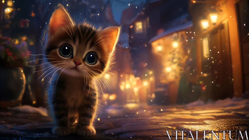 Adorable Kitten Discovers a Magical Winter Wonderland