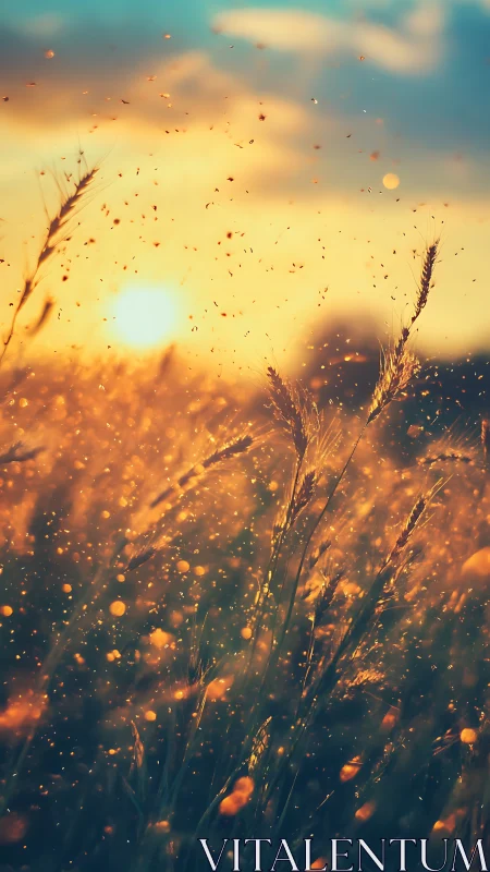 Golden dusk dancing through summer meadow grasses.