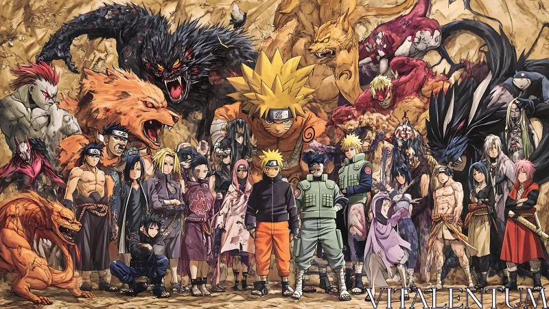 Tailed beast legends gather behind resolute shinobi line.