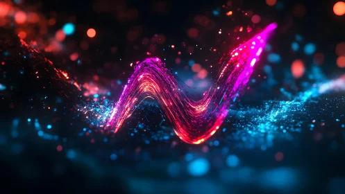 Vibrant Neon Wave in Futuristic Digital Abstract Art Style.