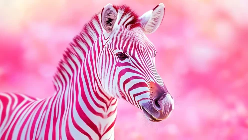 Candy-striped zebra daydreams inside a neon pink haze