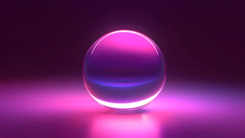 Crystal ball with neon pink and purple lighting in modern style.