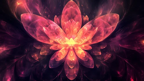 Radiant fractal flower with layered glowing petals.