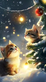 Kittens Discover Christmas Magic in Snowy Winter Wonderland