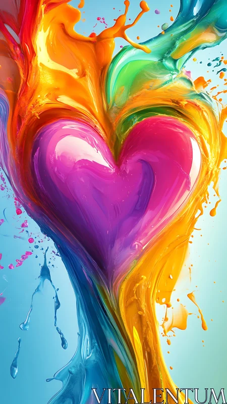 Vibrant Heart Form with Dynamic Liquid Color Flow.