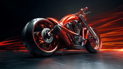 Aerodynamic crimson power-cruiser in kinetic light stream.
