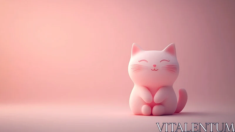 Stylized Pink Cat Figure Against Monochromatic Background.