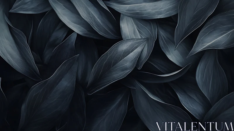 Moody midnight leaves layered in gentle flowing curves.