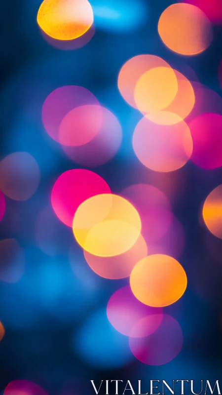 Soft glowing bokeh lights in cozy pink, gold, and blue hues.