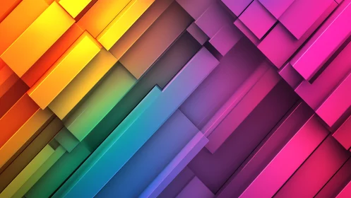Vibrant 3D gradient bars forming dynamic abstract geometry.
