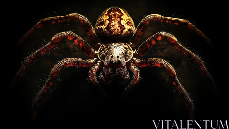 Macro arachnid portrait in dramatic low-key photorealism.