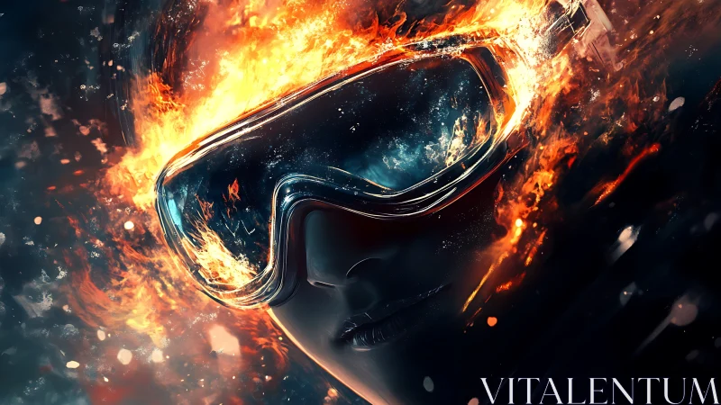 VR Headset Engulfed in Flame and Particle Effects