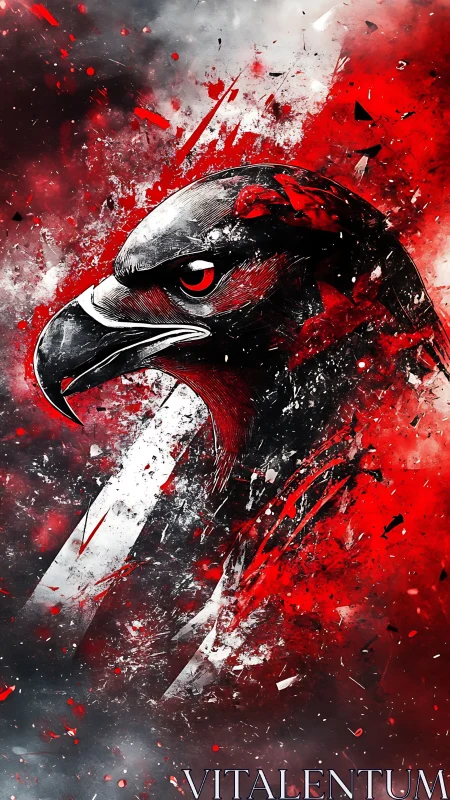 Razor-eyed war raptor shatters into crimson storm