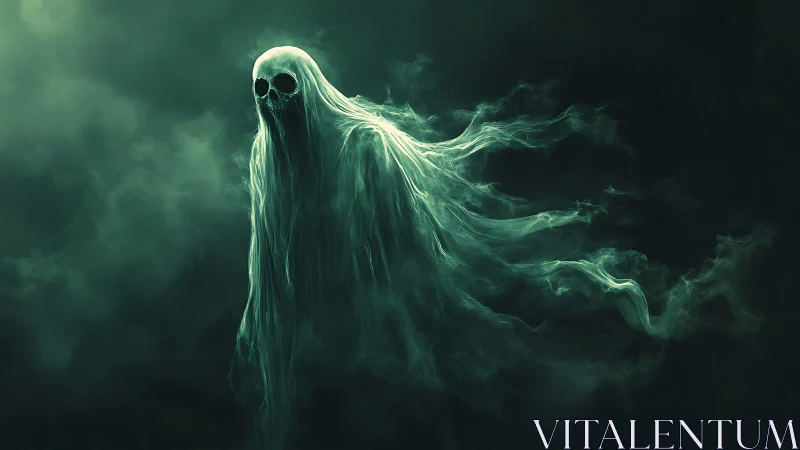 Translucent skeletal wraith formed from drifting green mist.
