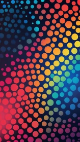 Radial gradient halftone dots forming diagonal rainbow wave