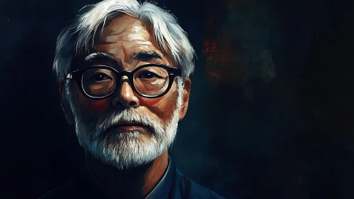 Digital painting portrait with dramatic chiaroscuro styling.