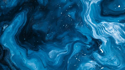 Cerulean fluid abstraction with marbled wave formations.