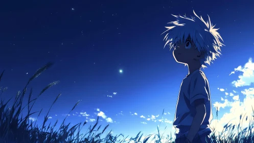 Starry summer sky welcomes a curious child into quiet wonder