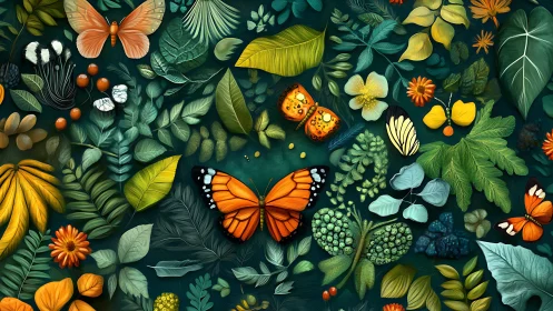 Butterfly microhabitat mapped in dense botanical tiling grid.