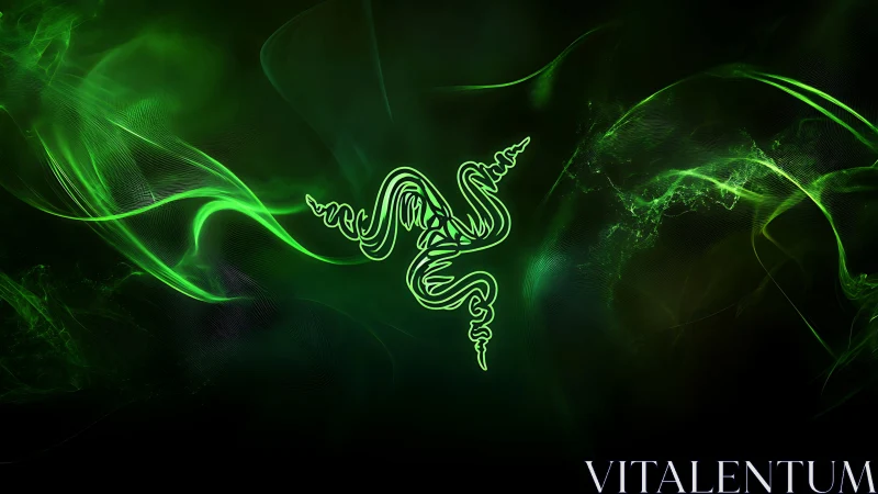 Neon serpent triad swirling in electric emerald dusk.