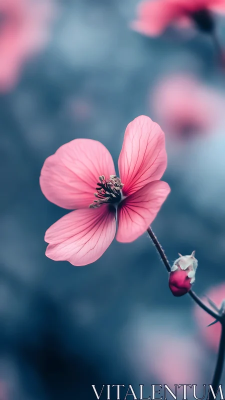 Pink Cosmos Flower with Selective Focus: Shallow Depth of Field Botanical Photography