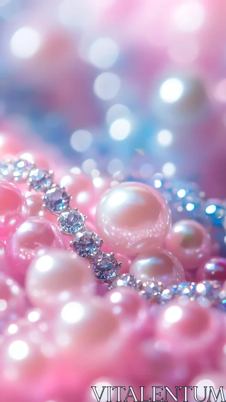 Iridescent pearls and diamonds in pastel bokeh illumination.