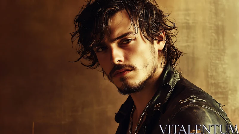 Brooding portrait of a rugged man in warm golden light.