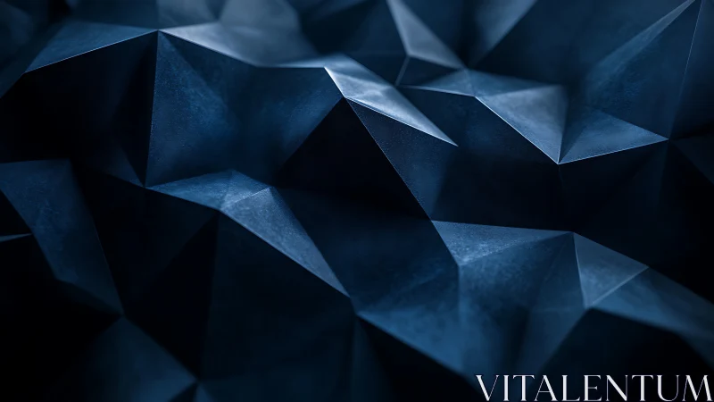 Dark polygonal low poly surface with blue geometric depth.