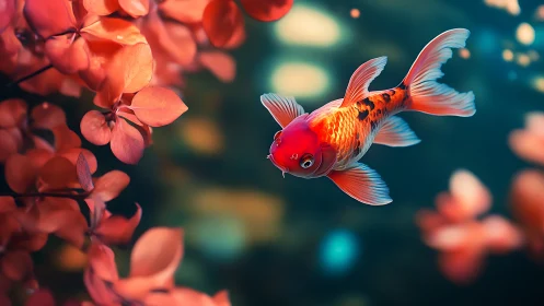 Gentle koi fish drifting through soft coral-pink dreams.