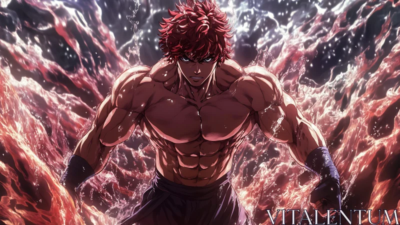 Flaming tide answers a crimson warrior’s furious rise