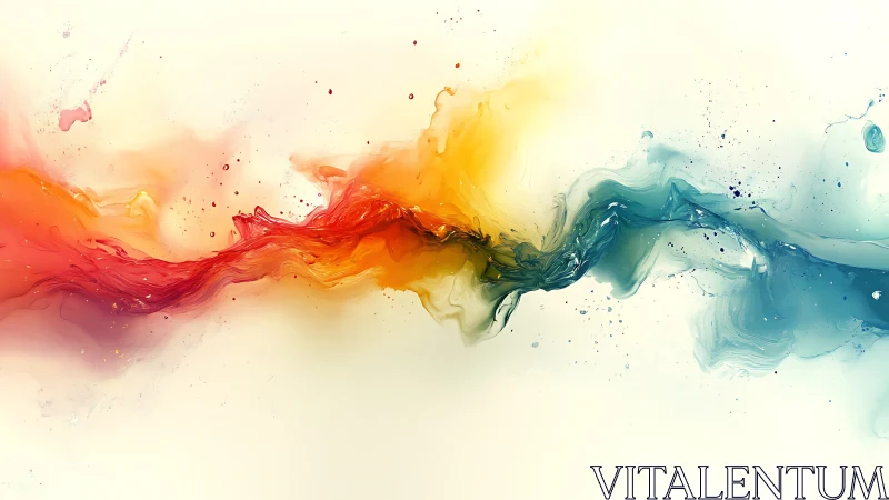 Colorful fluid abstraction with red, yellow and blue streaks.