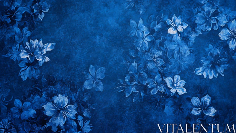 Blue Floral Pattern on Textured Background