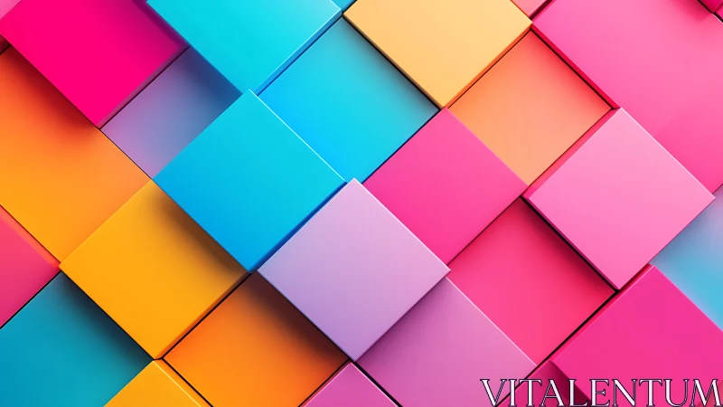 Interlocking colored cubes form diagonal geometric grid pattern