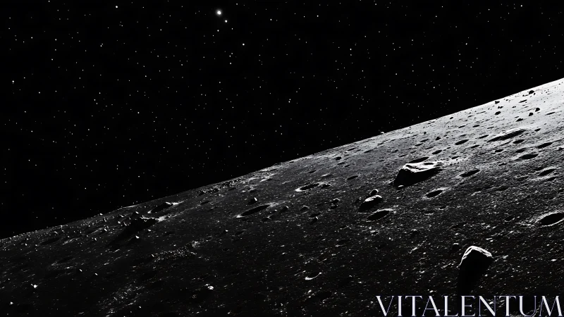 Lunar horizon slopes beneath a dense star-filled sky.