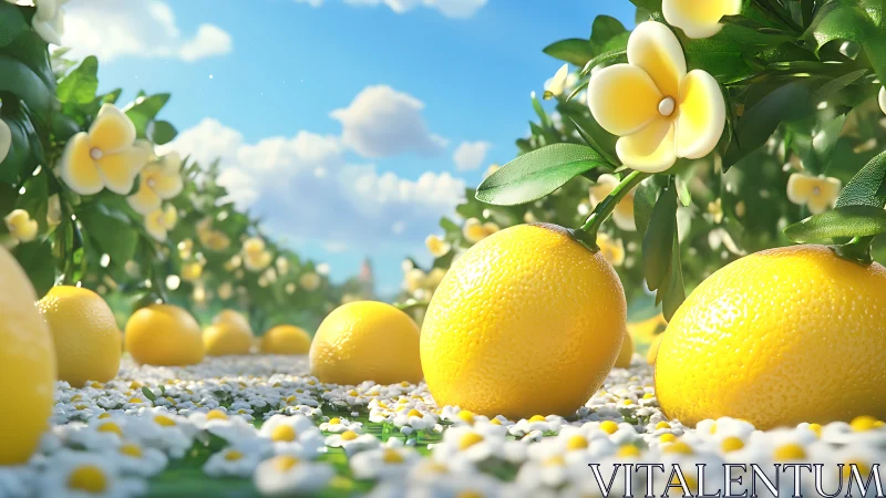 Sunlit lemon lane dusted with tiny daisy daydreams.