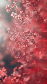 Crimson foliage bokeh study with soft ethereal backlight.