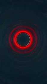 Crimson event horizon circling a dark digital abyss.