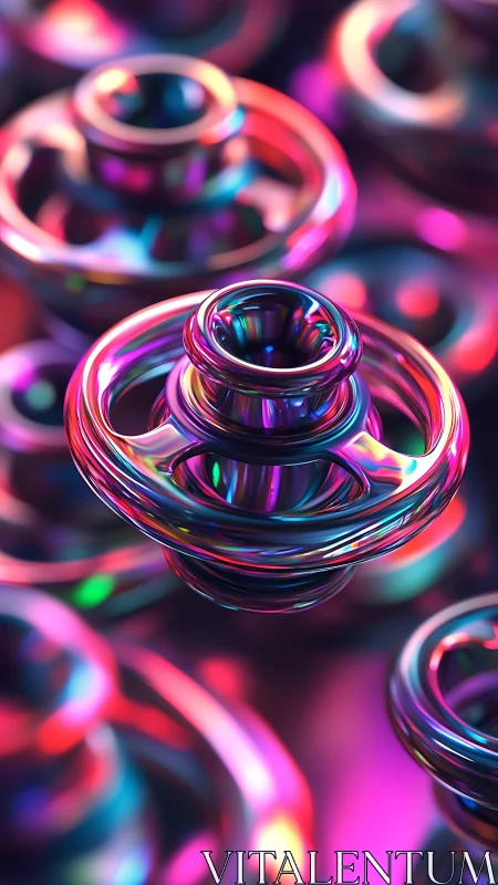 Chromatic vortex spindles whirl through neon liquid space