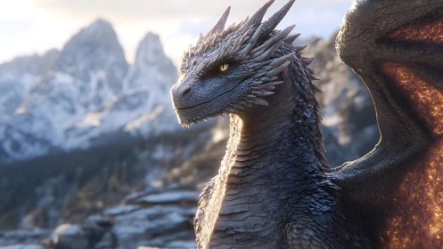 Mountain dawn crowns the vigilant silver dragon sentinel