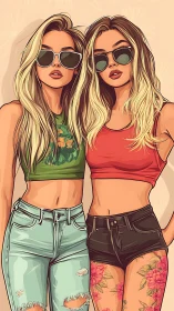 Stylish summer best friends in bright, confident colors.