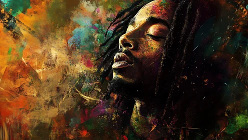 Serene portrait in swirling colors of quiet inner joy.