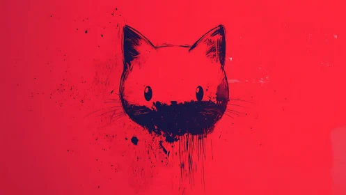 Bold Cat Face with Inky Splatter Magic.