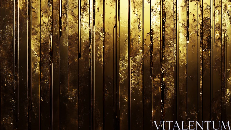 Gilded vertical panels with textured molten metallic surface.