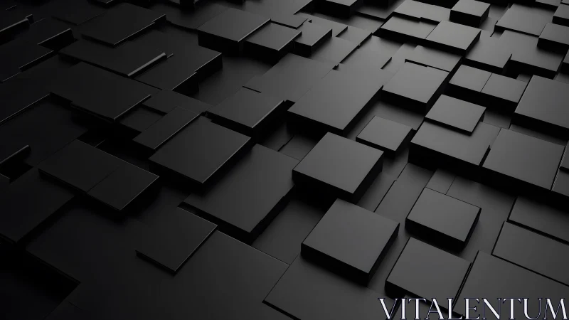 Abstract 3D Black Geometric Squares in Minimalist Modern Style.